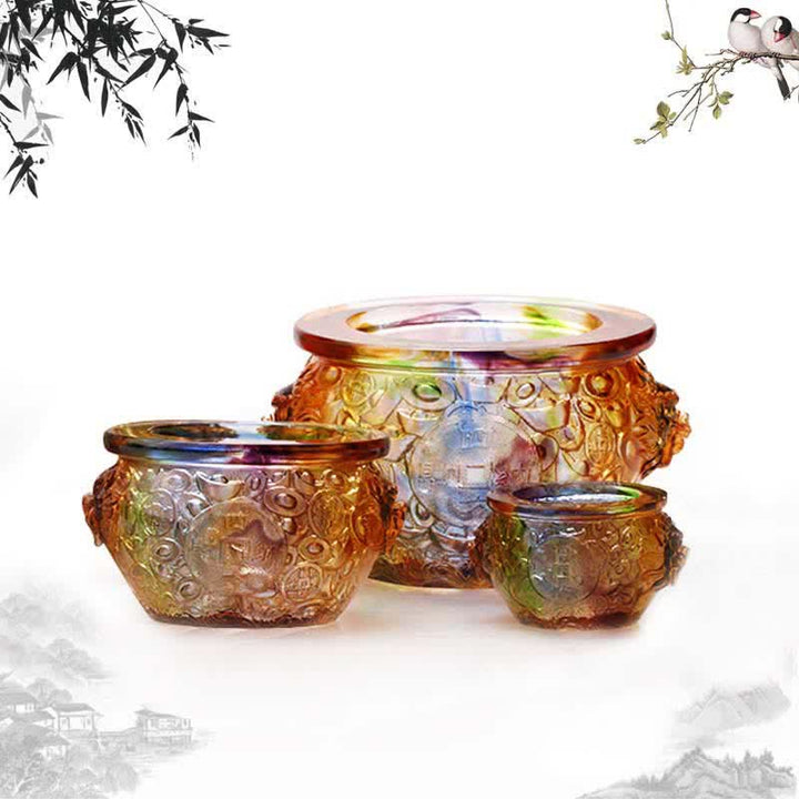 Handmade Liuli Crystal Treasure Bowl Art Piece Home Decoration - image 0