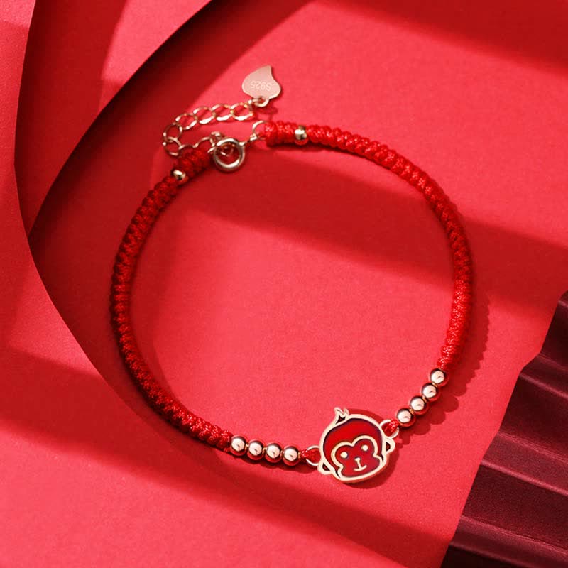 Buddha Stones 925 Sterling Silver Chinese Zodiac Luck Faith Discolor Red String Bracelet - Monkey(Wrist Circumference 15-18cm) - image 16