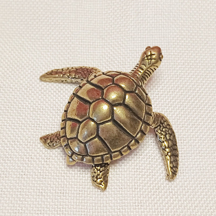 Buddha Stones Mini Small Frog Turtle Koi Fish Snail Crab Copper Wealth Home Decoration - Turtle - image 13