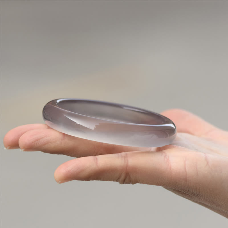 Buddha Stones Natural Gray Chalcedony Harmony Bangle Bracelet - 62-63mm - image 2