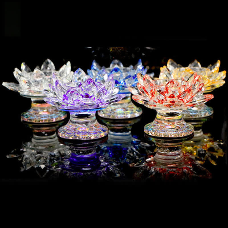 Lotus Flower Crystal Candle Holder Home Office Offering Decoration - image 1