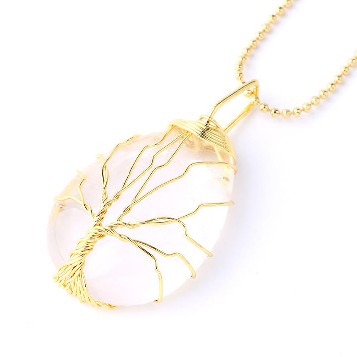 Buddha Stones Natural Quartz Crystal Tree Of Life Healing Energy Necklace Pendant - image 33