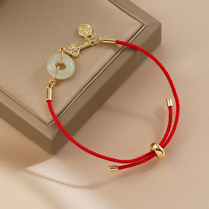 Buddha Stones "Wishing You Peace and Protection" Jade Red Rope Bracelet Includes Gift Message Card - image 13