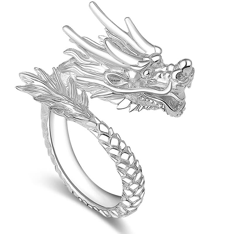 Buddha Stones 990 Sterling Silver Vintage Dragon Design Luck Protection Strength Adjustable Ring - Silver(US7-US12 Adjustable) - image 14