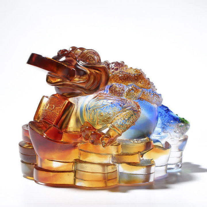 Feng Shui Frog Handmade Liuli Crystal Art Piece Wealth Home Office Decoration - image 12