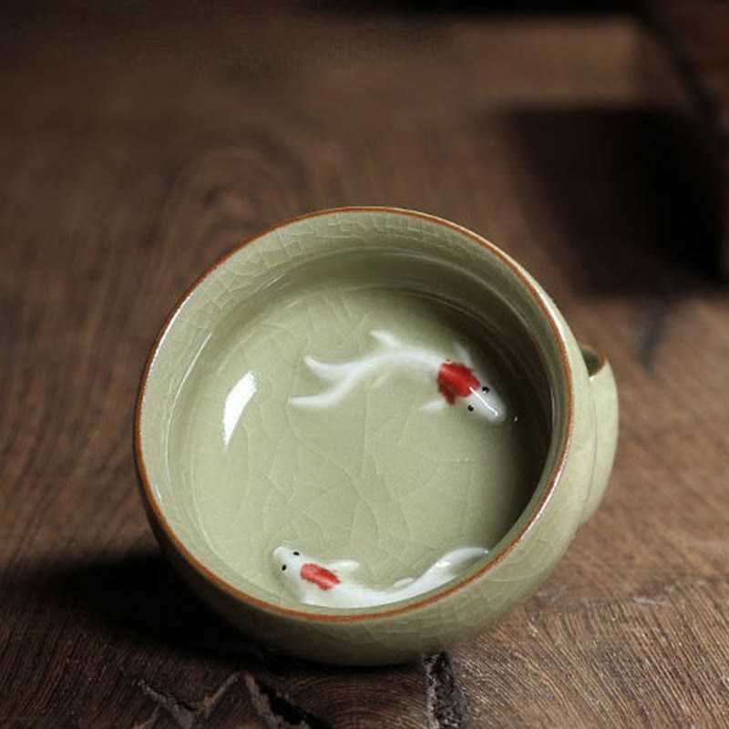 Buddha Stones Colorful Koi Fish Ceramic Teacup Kung Fu Tea Cup Bowl - image 45
