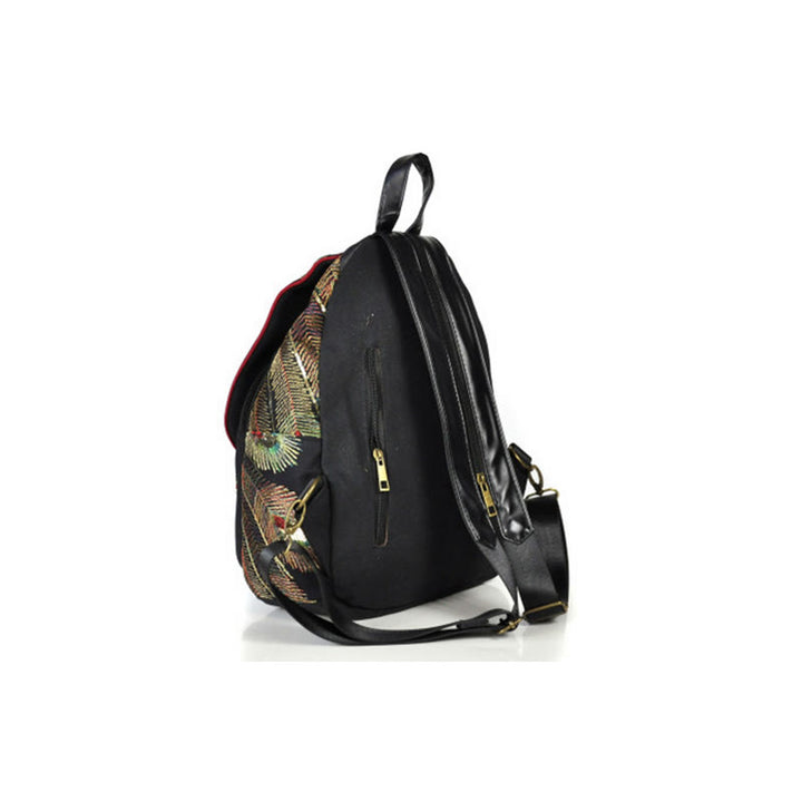 Peacock Embroidery Canvas Tassel Backpack - image 11