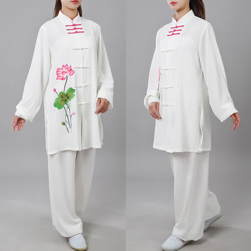 Lotus Flower Leaf Pattern Tai Chi Meditation Prayer Spiritual Zen Practice Clothing Women's Set - image 15