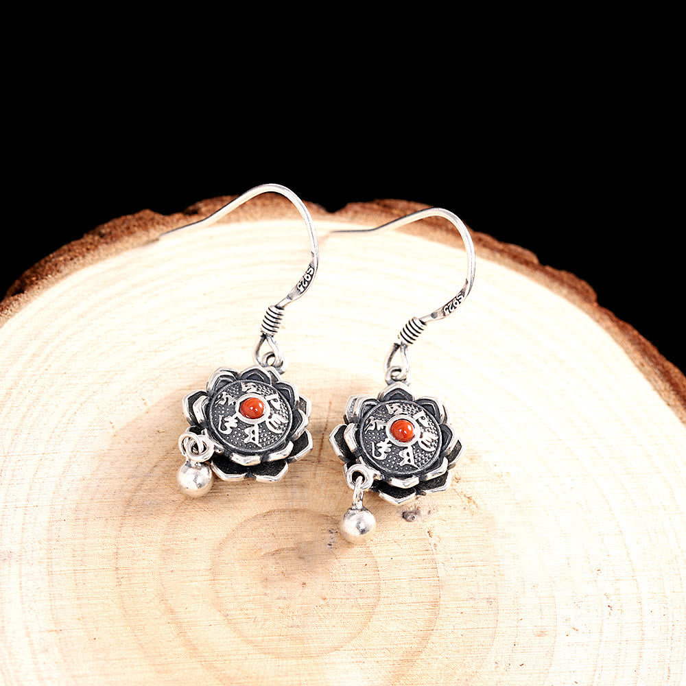 925 Sterling Silver Om Mani Padme Hum Lotus Peace Necklace Pendant Earrings - image 6