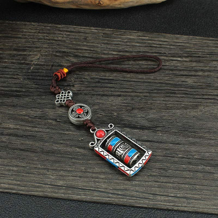 Six True Words Prayer Wheel Rotation Knot Blessing Keychain Decoration - image 12
