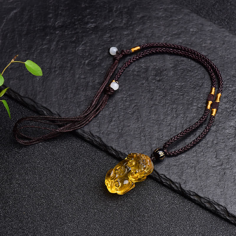 Buddha Stones FengShui Citrine PiXiu Wealth Necklace Pendant - image 9