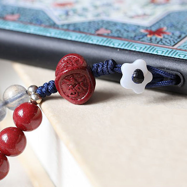 Natural Moonstone Cinnabar Calm Positive Phone Decoration - image 8