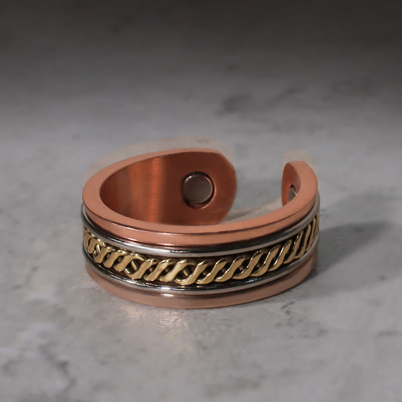 Buddha Stones Magnetic Copper Balance Adjustable Cuff Bracelet Bangle Ring - image 8