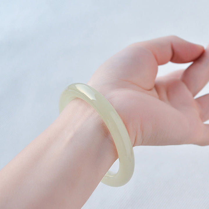 Buddha Stones Natural Afghanistan Jade Abundance Cuff Bracelet Bangle - image 5