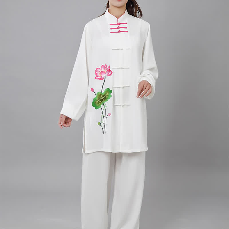 Lotus Flower Leaf Pattern Tai Chi Meditation Prayer Spiritual Zen Practice Clothing Women's Set - image 13