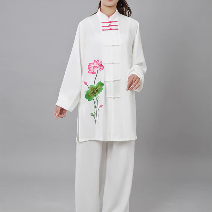 Lotus Flower Leaf Pattern Tai Chi Meditation Prayer Spiritual Zen Practice Clothing Women's Set - image 13