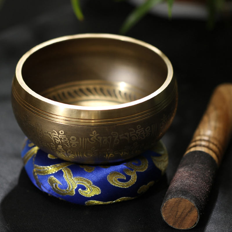 Buddha Stones Tibetan Meditation Sound Bowl Handcrafted for Healing and Mindfulness Singing Bowl Set - 4.13N (10.5CM) - image 0