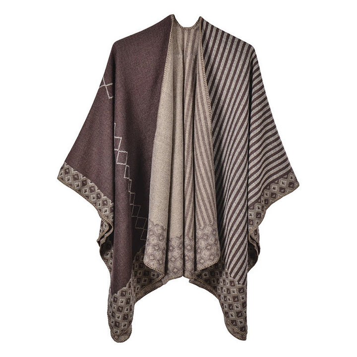 Tibetan Shawl Striped Diamond Pattern Winter Warm Soft Scarf - Brown BurlyWood - image 24