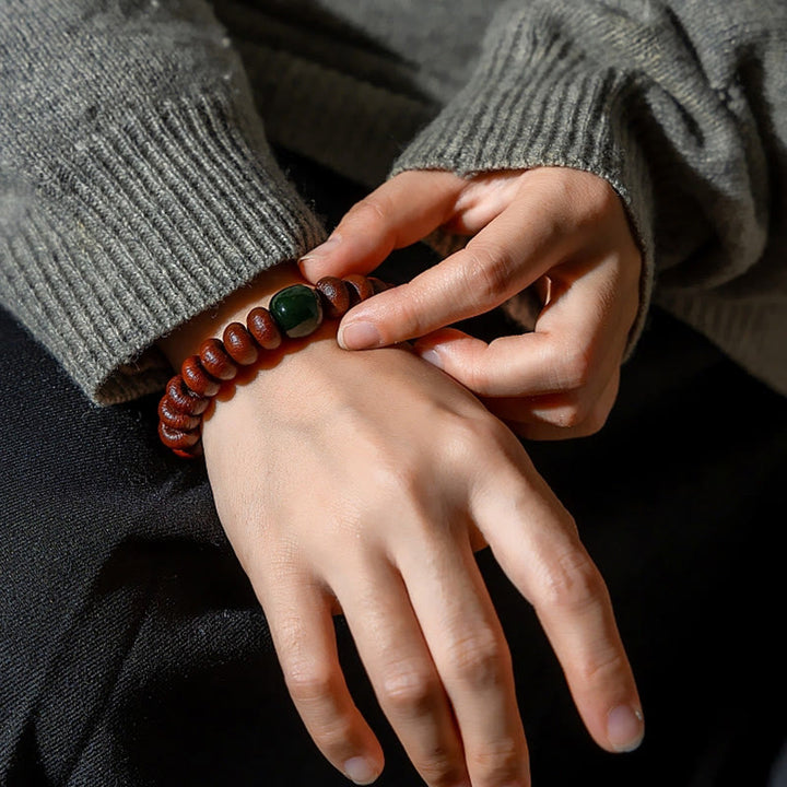 Buddha Stones Tibet Natural Purple Bodhi Seed Hetian Cyan Jade Bead Wisdom Bracelet