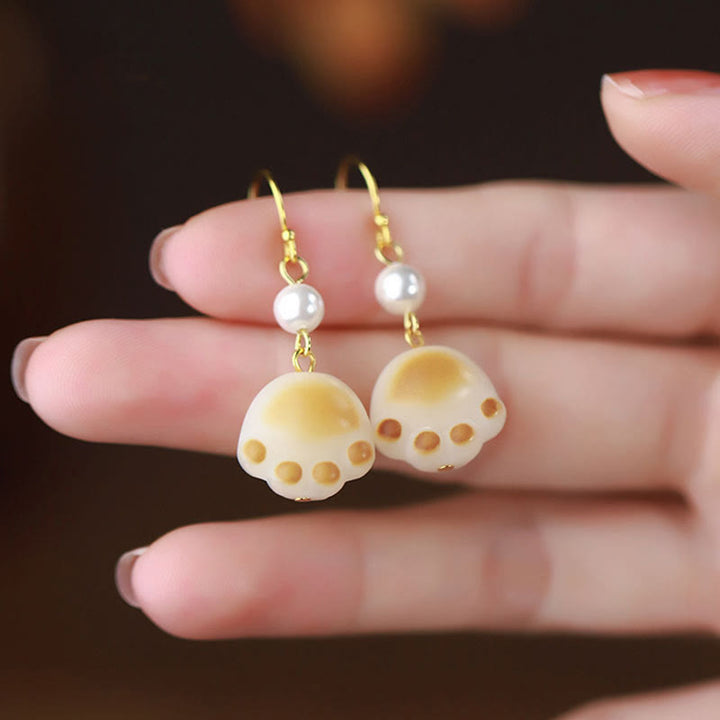 Bodhi Seed Lovely Cat Paw Claw Peace Dangle Drop Earrings - image 4