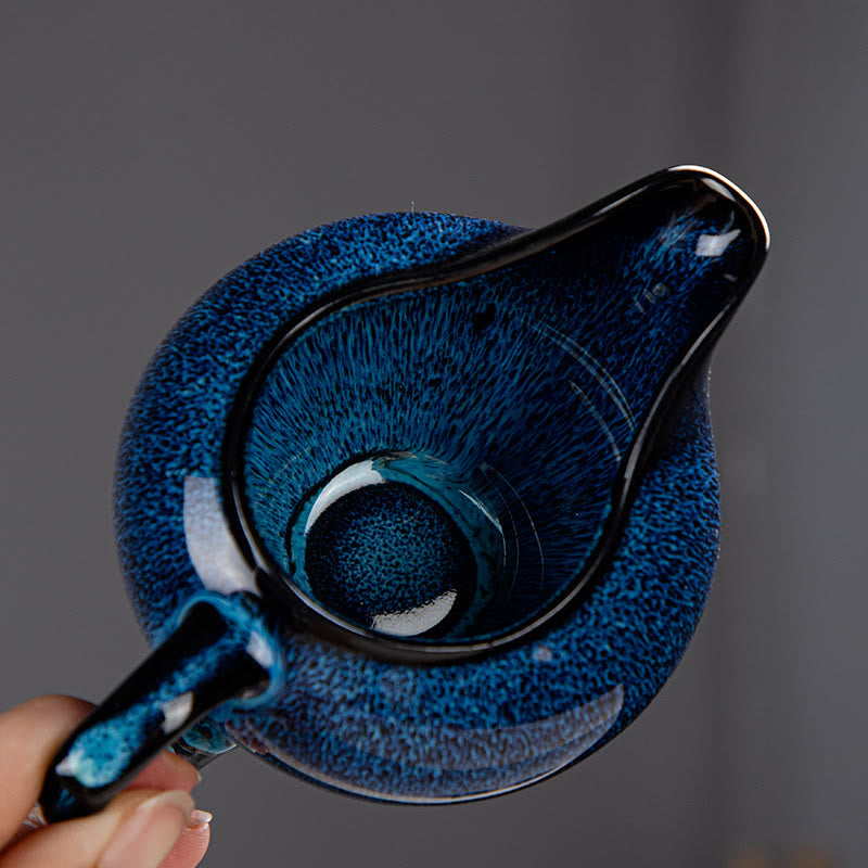 Blue Gradient Color Chinese Gongfu Tea Ceramic Teapot Portable Gift Bag Box Set - image 17