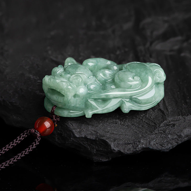 Buddha Stones Jade PiXiu Wealth Luck String Necklace Pendant - image 2