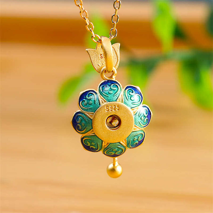 925 Sterling Silver Tibet Lotus Prayer Wheel Red Agate Enlightenment Necklace Pendant - image 5