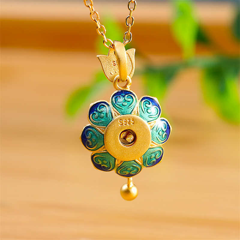 925 Sterling Silver Tibet Lotus Prayer Wheel Red Agate Enlightenment Necklace Pendant - image 4