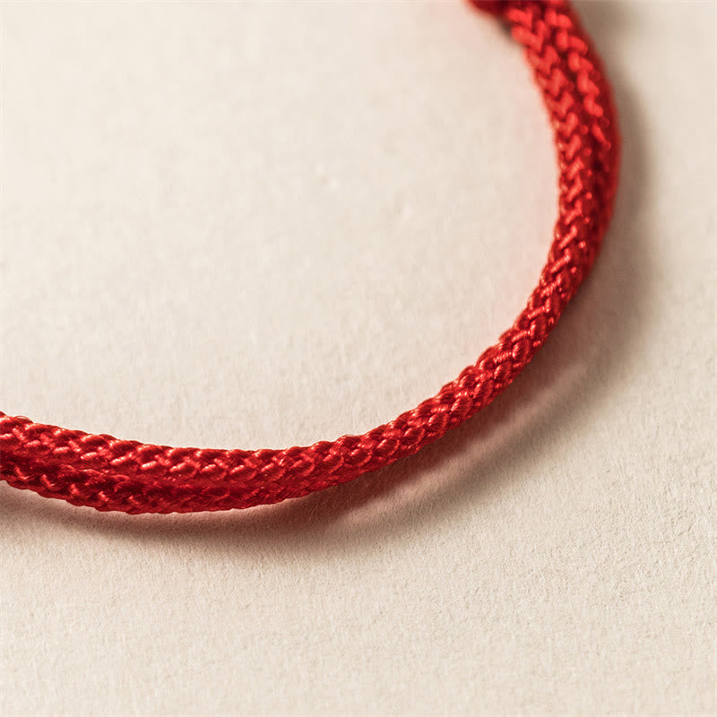 Buddha Stones 925 Sterling Silver Year of the Dragon Luck Strength Red Rope Bracelet - image 4