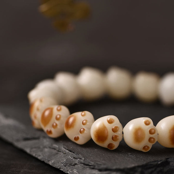 Buddha Stones Cute Cat Paw Claw Bodhi Seed Peace Bracelet - image 10