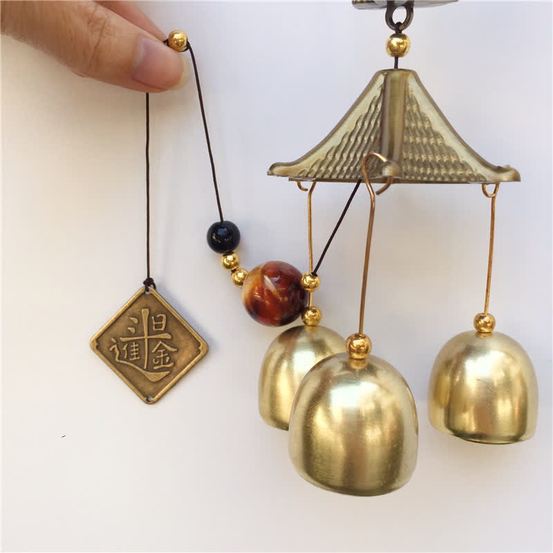 Auspicious Wealth Cat Wall Hanging Chime Bell Copper Luck Handmade Home Decoration - image 2