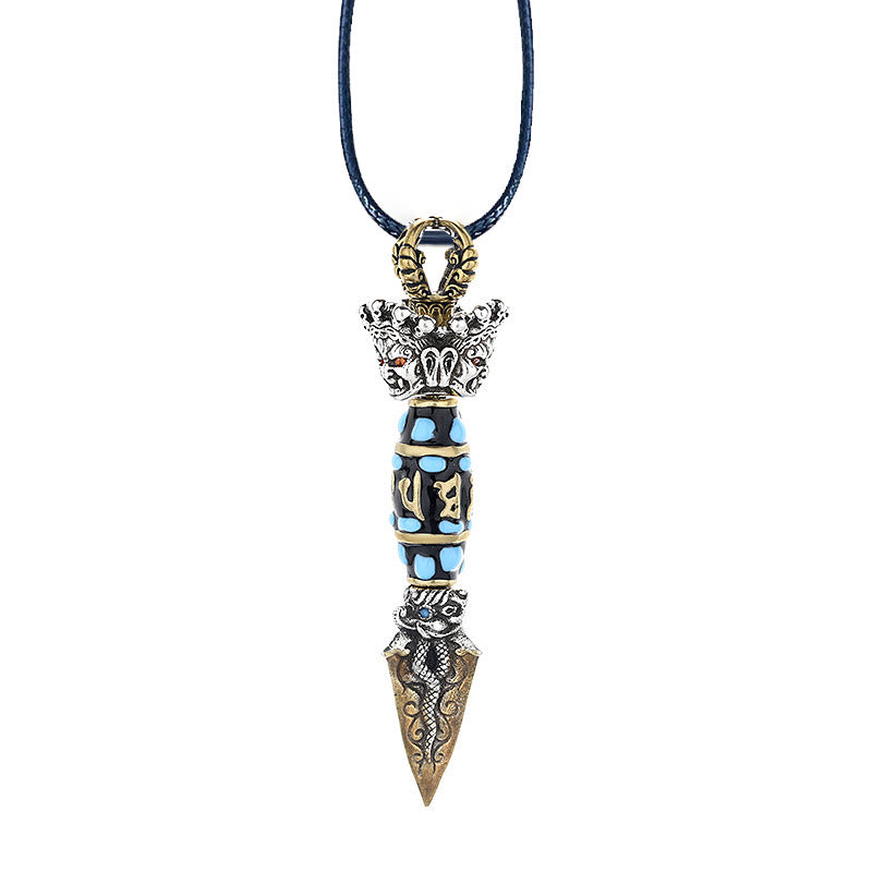 Buddha Stones Tibet Om Mani Padme Hum Dzi Bead Dorje Vajra Pattern Wealth Rotatable Necklace Pendant - image 12