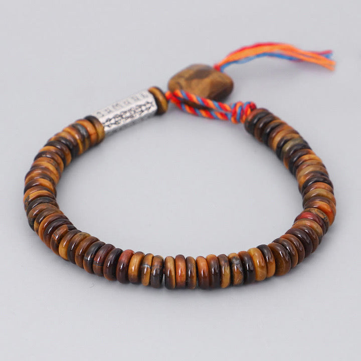 Tibetan Tiger Eye Om Mani Padme Hum Protection Power Bracelet