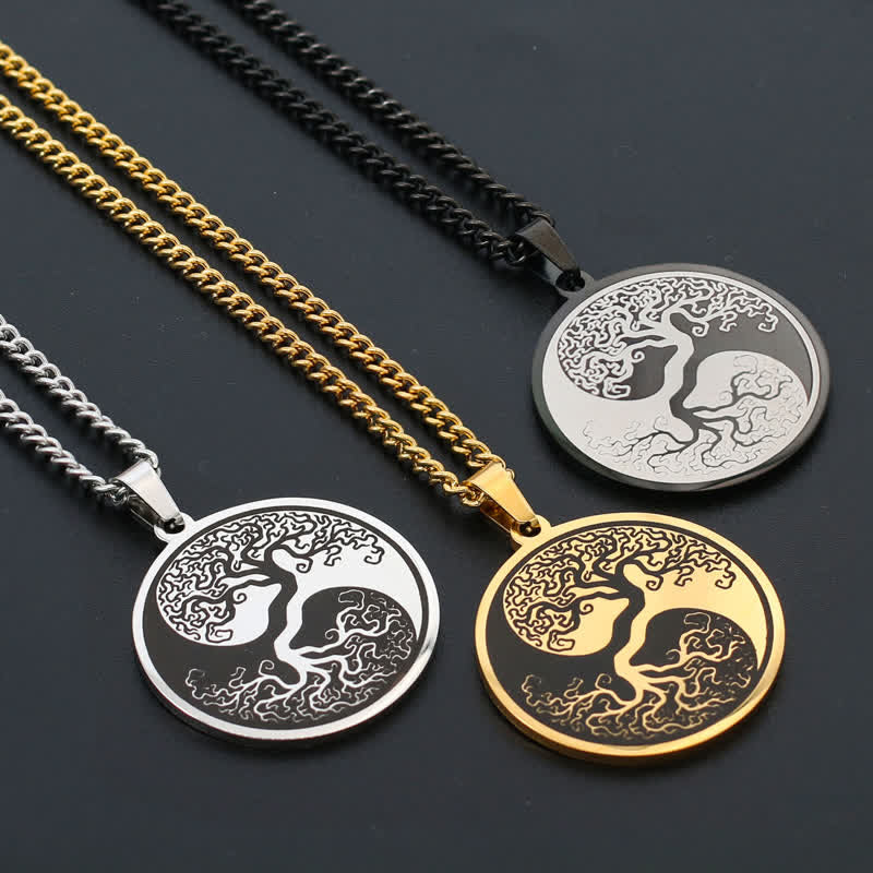 Buddha Stones The Tree of Life Titanium Steel Connection Necklace Pendant - image 9