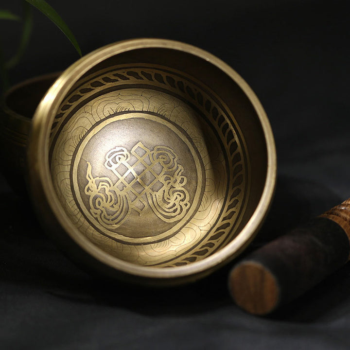 Buddha Stones Tibetan Meditation Sound Bowl Handcrafted for Healing and Mindfulness Singing Bowl Set - image 4