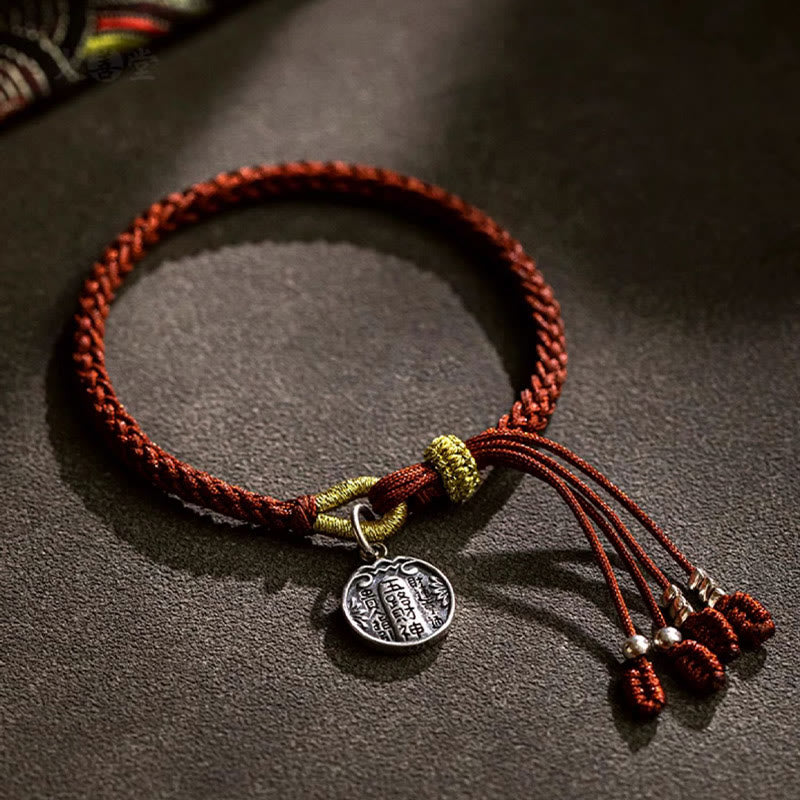 Buddha Stones Handmade 925 Sterling Silver Five Directions Gods of Wealth Luck Protection String Braid Bracelet - image 1
