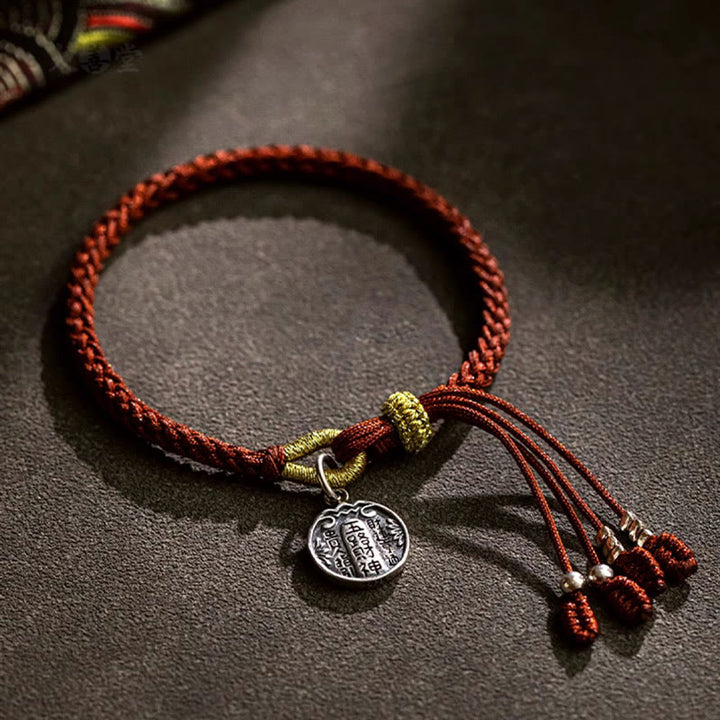 Buddha Stones Handmade 925 Sterling Silver Five Directions Gods of Wealth Luck Protection String Braid Bracelet - image 1