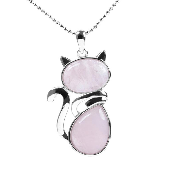 Buddha Stones Cat Pattern Natural Crystal Protection Necklace Pendant - image 8