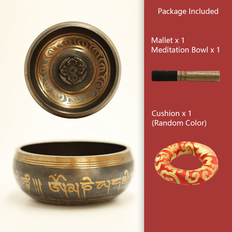 Buddha Stones Tibetan Meditation Bowl for Healing and Mindfulness Om Mani Padme Hum Singing Bowl - image 8