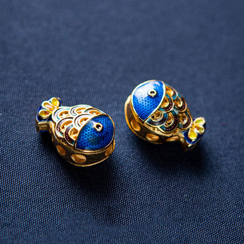 Buddha Stones Natural Aquamarine Lazurite Lapis Lazuli Fish Healing Bracelet - image 7