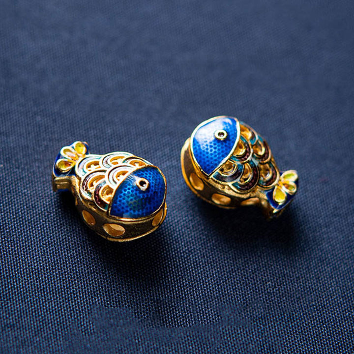 Buddha Stones Natural Aquamarine Lazurite Lapis Lazuli Fish Healing Bracelet - image 7