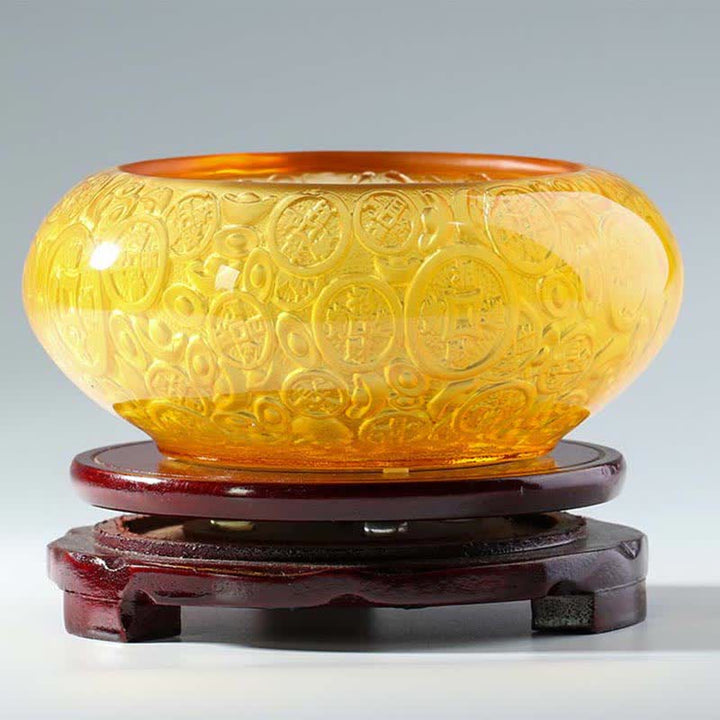 Handmade Liuli Crystal Treasure Bowl Ingots Art Piece Home Decoration - image 11