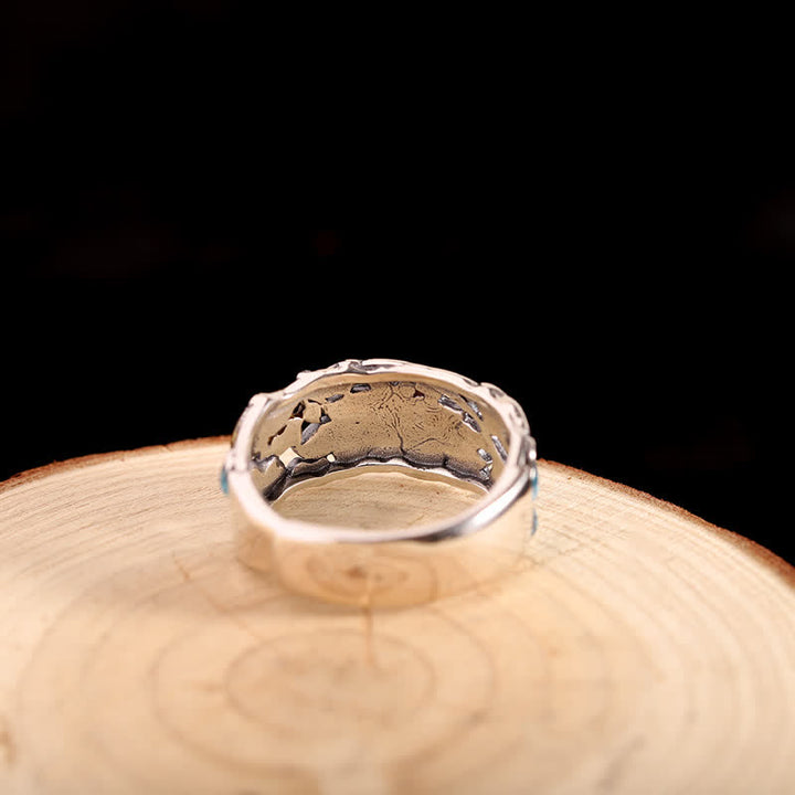 925 Sterling Silver Lotus Koi Fish Enlightenment Ring - image 3