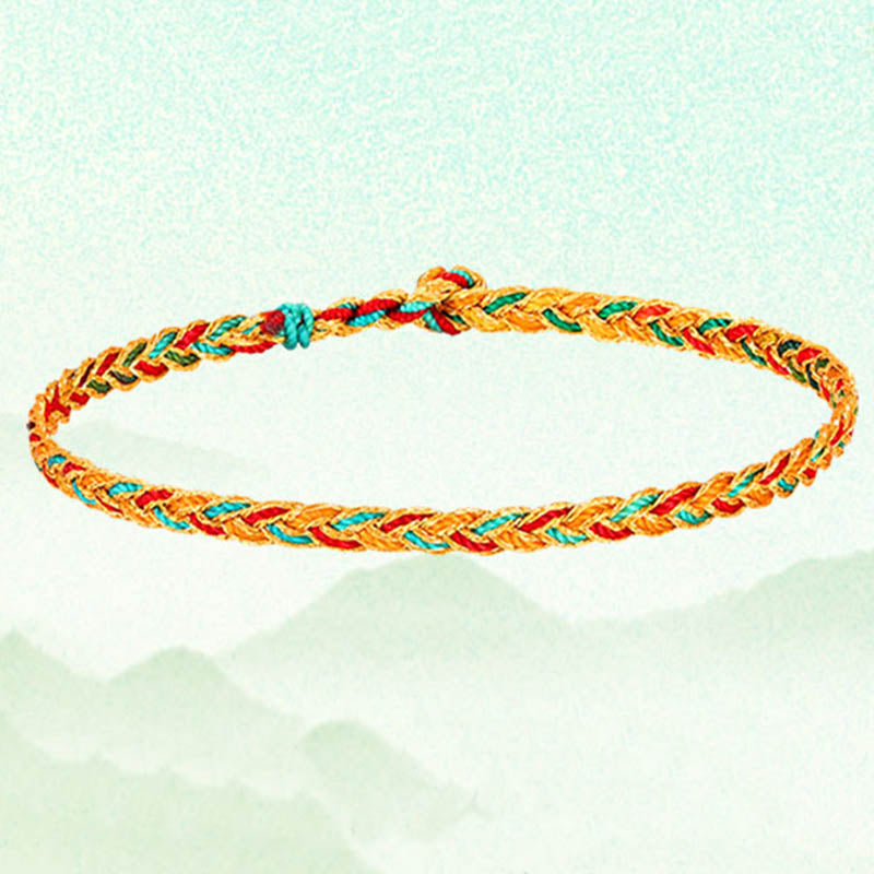 Buddha Stones Handmade Multicolored Dragon Scale Pattern Braid String Bracelet