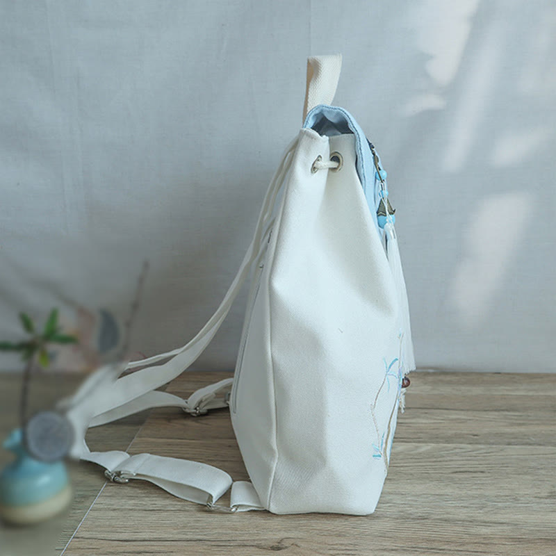 Buddha Stones Handmade Embroidered Large Capacity Canvas Backpack - image 44