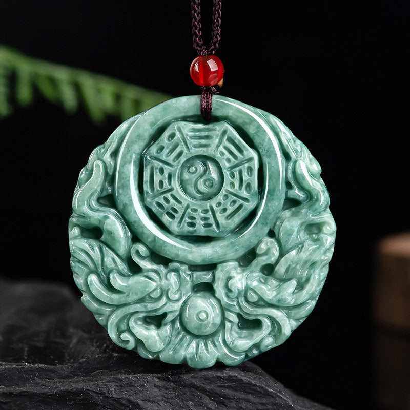 Buddha Stones Dragon Jade Yin Yang Balance Necklace String Pendant - Jade - image 1