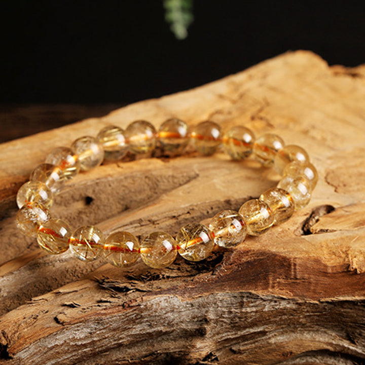 Buddha Stones Natural Rutilated Quartz Auspiciousness Protection Bracelet - image 3