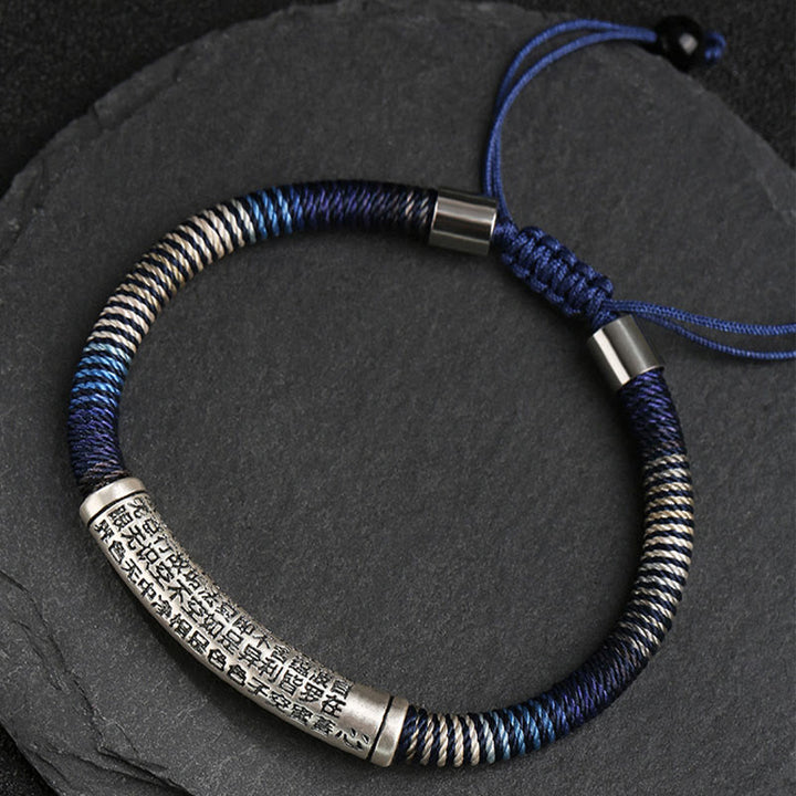 Buddha Stones 999 Sterling Silver Heart Sutra Calm Handmade Braided Bracelet - image 4