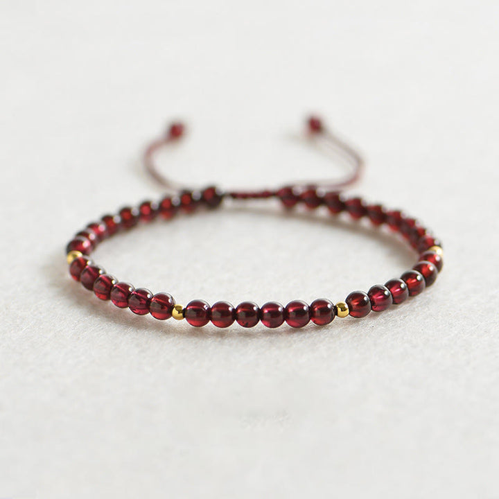 Buddha Stones Natural Garnet Golden Beads Stability Bracelet - Garnet(Wrist Circumference: 14-15cm) - image 0