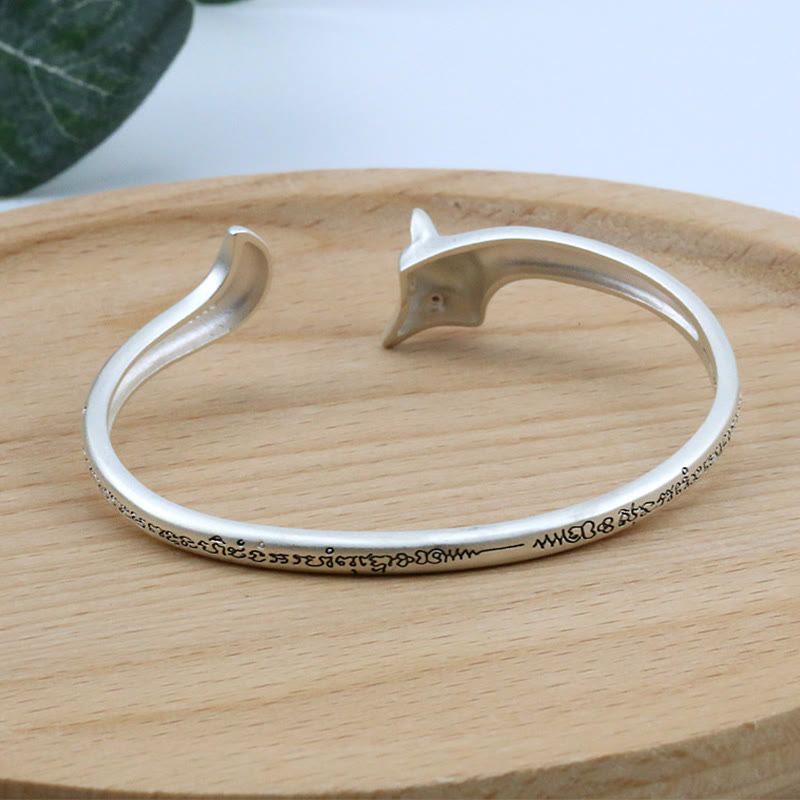 Buddha Stones Cute Fox Engraved Luck Copper Cuff Bracelet Bangle - image 4